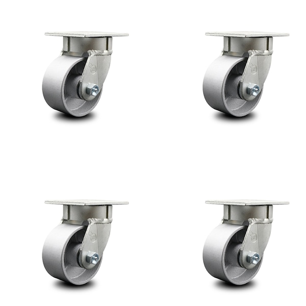 Service Caster 4 Inch Kingpinless Semi Steel Wheel Swivel Top Plate Caster SCC, 4PK SCC-KP30S420-SSR-4 - main